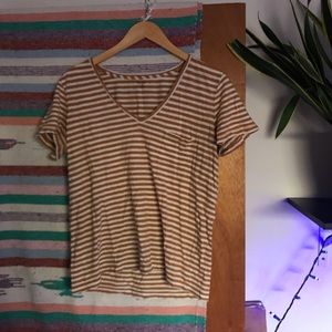 Madewell Striped V-neck Pocket Tee